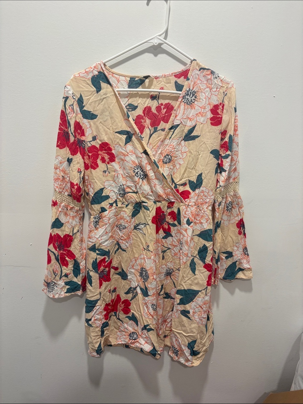 Roxy Womens Floral Wrap-Style Tunic dress